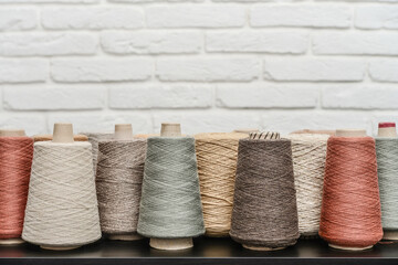 Fototapeta na wymiar Set of colored yarn for knitting