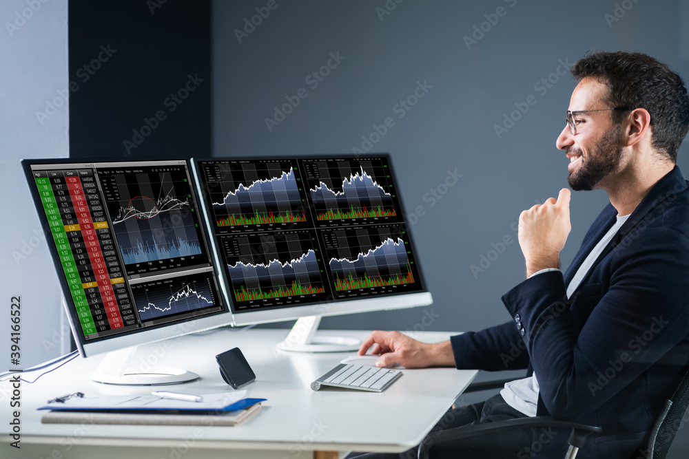 Poster Stock Exchange Business Analyst Using Computer