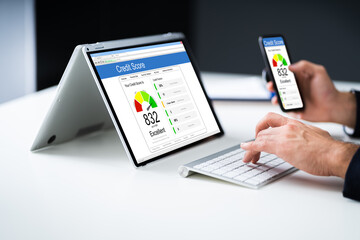 Checking Credit Score Online On Laptop