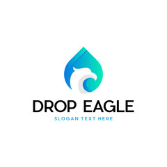 Drop Eagle Nature Abstract Icon Logo, eagle logo design template, head wings of Eagle bird and water or energy logo design vector icon illustration inspiration
