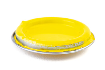 Paint can lid isolated on white background