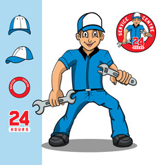 set of mechanics mascot logo vector business