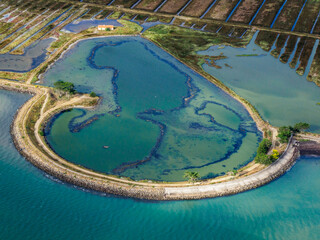 vue aérienne de salines sur l'île de Noirmoutiers en France