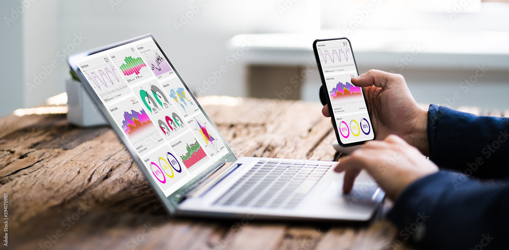 Aufkleber kpi business analytics data dashboard. analyst