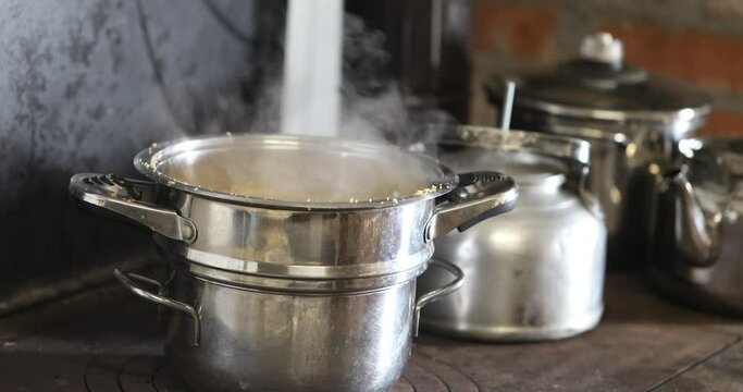 couscous in a pan over the stove