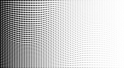 Black and white halftone dots grunge wide background