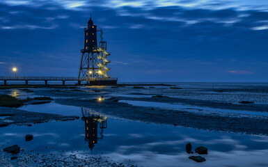 Lighthouse Obereversand at night