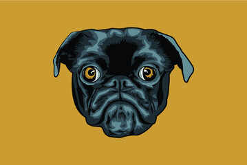 Vector dog Pug dog portrait | Dog illustration