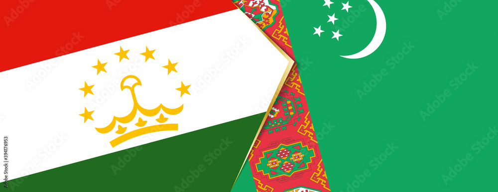 Wall mural tajikistan and turkmenistan flags, two vector flags.