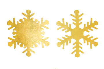 Golden Christmas snowflake isolated on white background