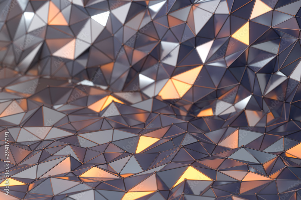 Sticker Rugged metal triangle background, 3d rendering.