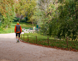 Man practices Nordic walking