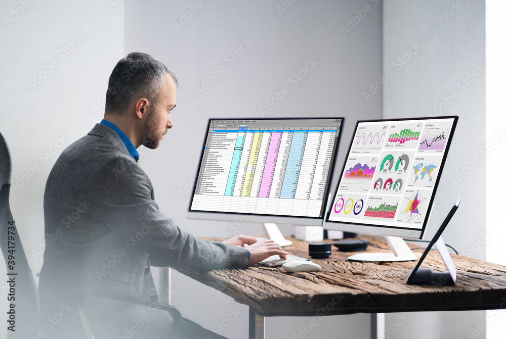 Poster financial analyst working with kpi data