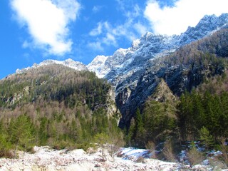 snow covered peak above Krnica valley
