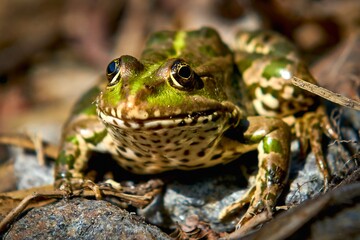 
frog, amphibian, animal, nature, green, toad, wildlife, water, eye, macro, brown, frogs, isolated, animals, reptile, position, wet, common, wild, close-up, closeup, ore, environment, water, green, sw