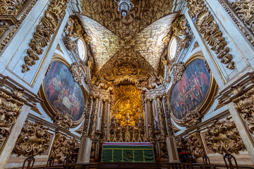 Tiradentes, Minas Gerais, Brazil – November 06, 2020: Matriz de Santo Antonio Church, Colonial city of Tiradentes, Minas Gerais state, Brazil