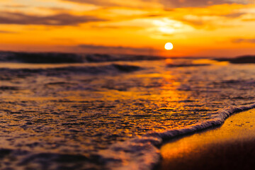 Obraz premium Sunset on the beach Ada Bojana Montenegro