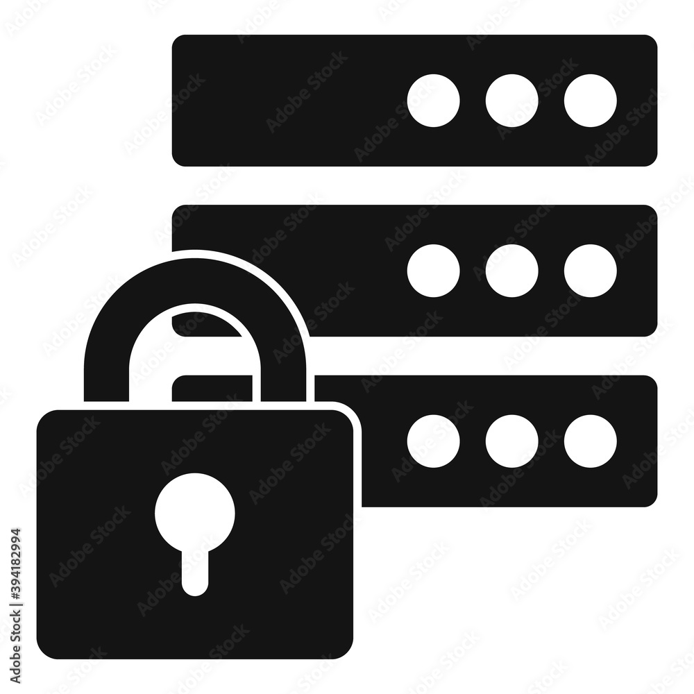 Poster protected server icon. simple illustration of protected server vector icon for web design isolated o