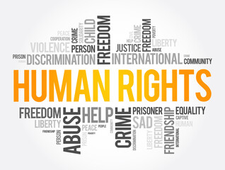 Human rights word cloud collage, social concept background