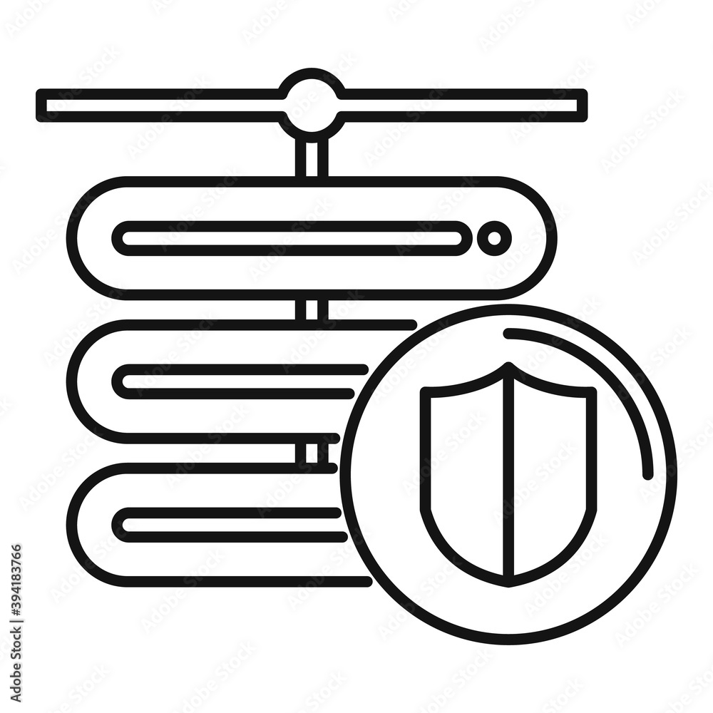 Poster network server protect icon. outline network server protect vector icon for web design isolated on w