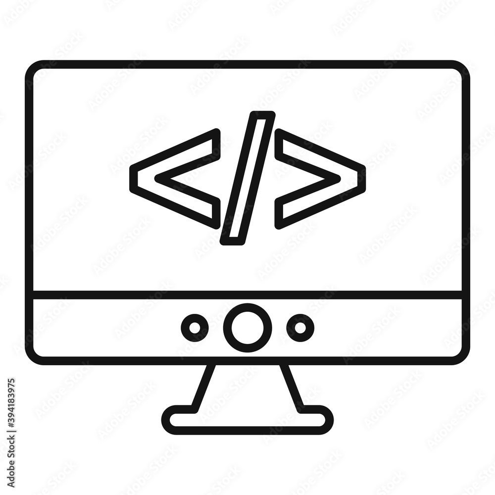 Poster it monitor icon. outline it monitor vector icon for web design isolated on white background