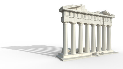 Broken ancient Greek columns. 3D render.