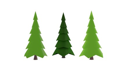 green christmas pine tree on white 3d rendering