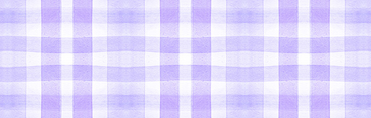 Purple Flannel Checks. Watercolor Plaid Textile. 