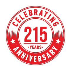 215 years anniversary logo template. 215th years anniversary celebration design. Vector and illustration.