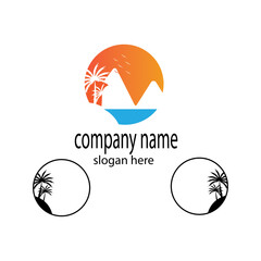  landscape logo summer  colorful illustration design vector
