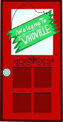 door sign welcome to whoville