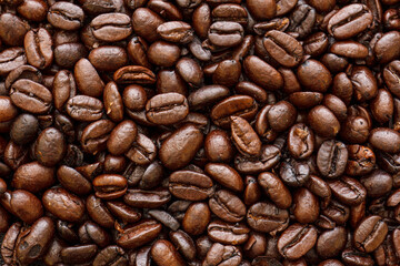 Roasted coffee beans close up