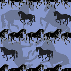 seamless background with prancing horses. the pattern is endless