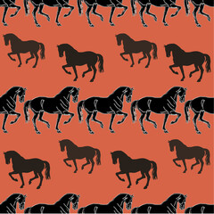 seamless background with prancing horses. the pattern is endless