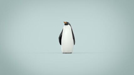 Low poly male father penguin 3d render illustration on blue background © Hryhorii