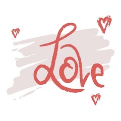 Valentines Love day. Print design for pin, label, badge, sticker, greeting card, banner. Modern calligraphy text. Vector illustration on white background.