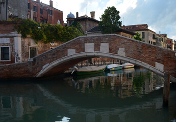 Arch Bridge and Foot Path Over a Canal