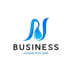 Letter N Nature Drop Logo Design Vector Template, Simple flat letter N logo with drop liquid design