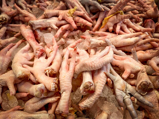 raw chicken feet for sale in the Indonesian market