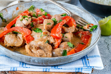 Indonesian-style chicken in peanut butter sauce