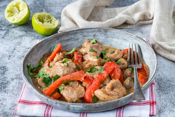 Indonesian-style chicken in peanut butter sauce