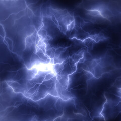 Obraz premium Lightning storm. Bright flash of lightning closeup.
