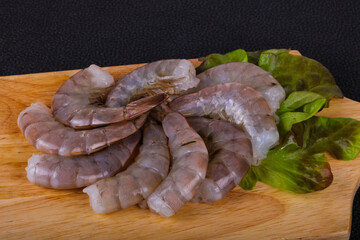 Raw king prawns ready for cooking