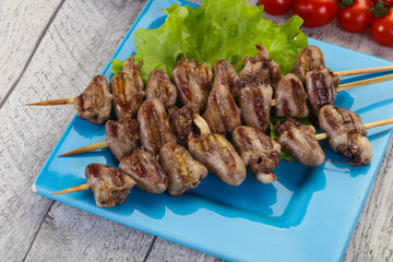 Chicken hearts skewer