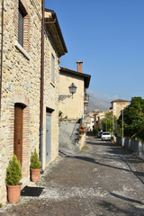 A narrow street among the old houses of Castrovalva, a medieval village in the Abruzzo region.