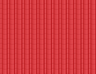 赤い瓦屋根のシームレスパターン_イラスト