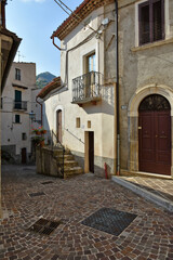 A narrow street among the old houses of Castrovalva, a medieval village in the Abruzzo region.