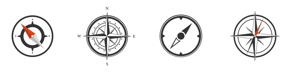 Set of black compass icons isolated on white background. Vector illustration © dariachekman