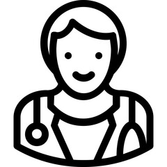 
Lady Doctor Line Vector Icon 
