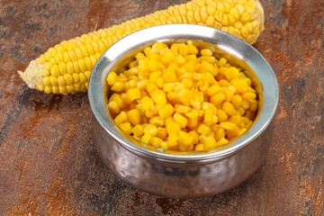 Young corn seeds in the bowl